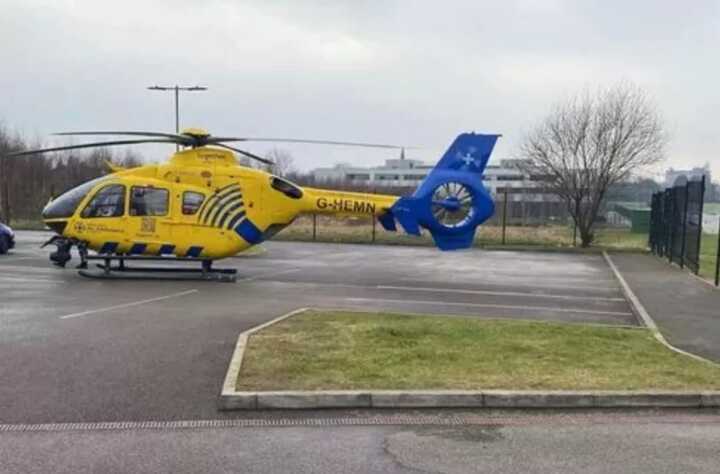 Air ambulance lands in Huyton