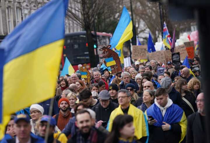 Protesters in London demand cancellation of Trump’s UK visit over Ukraine stance