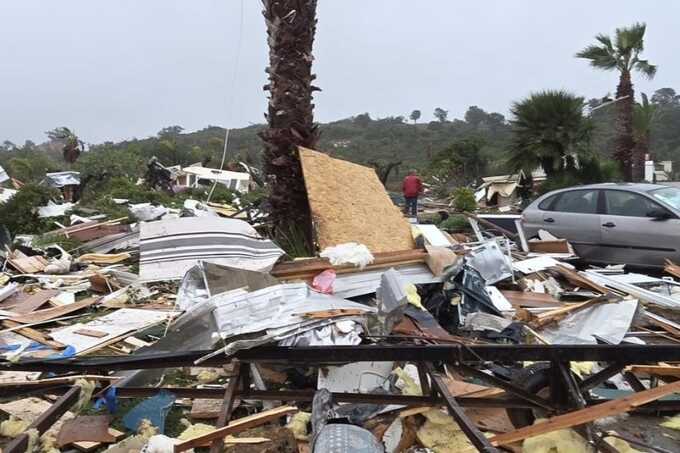 Storm Claudia results in the death of a British woman and causes injuries to 28 others at a campsite in Portugal