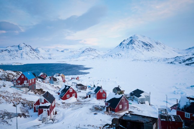 Greenland village of Kulusuk in winter qhiqqkiqexitprw